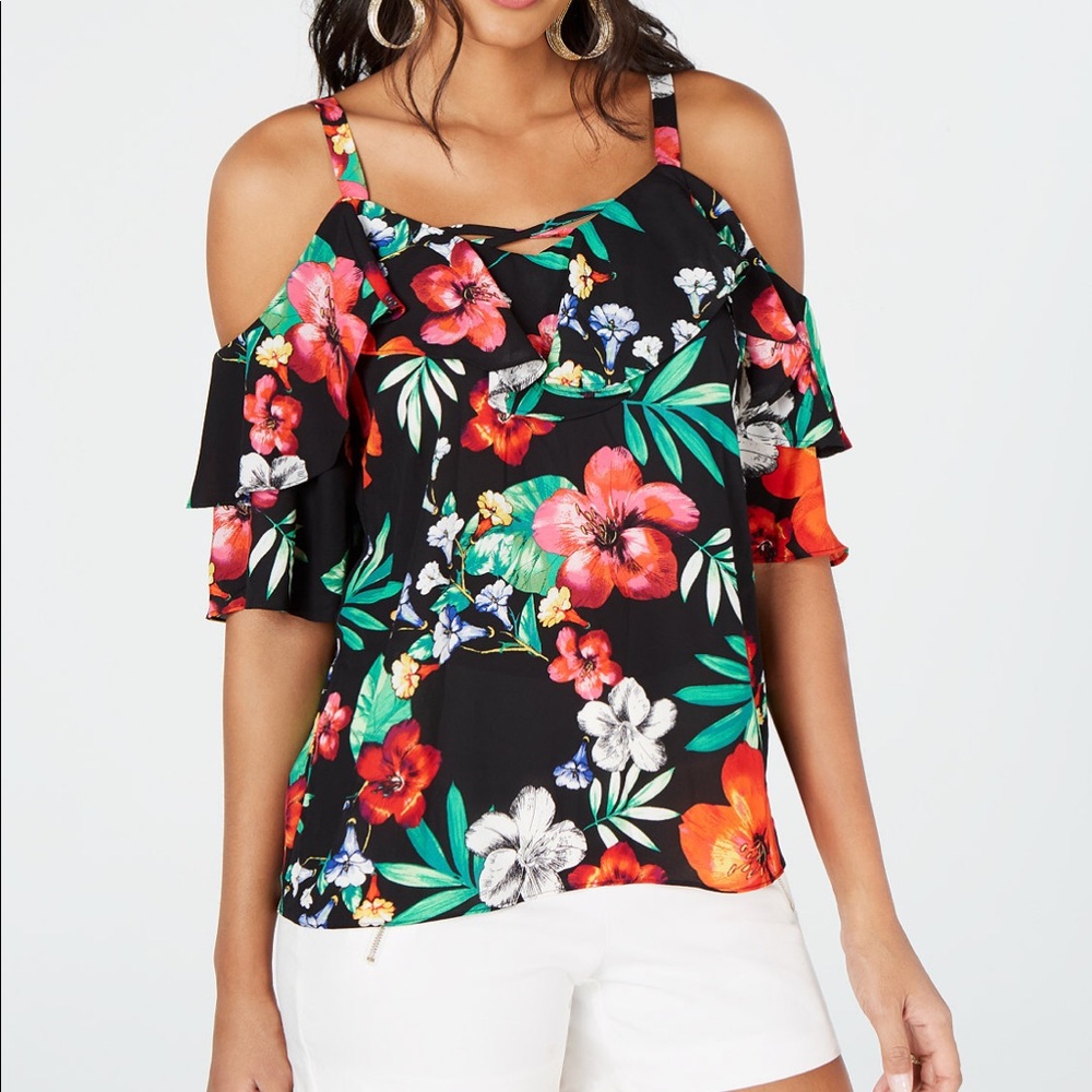 NWT Ruffled cold-shoulder blouse
